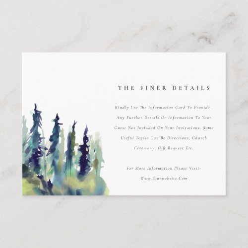 Chic Pine Tree Mountain Landscape Wedding Details Enclosure Card
