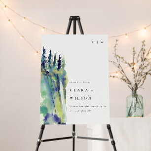 Chic Pine Tree Mountain Landscape Wedding Welcome Foam Board