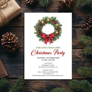 Chic Pine Wreath Festive Christmas Party Invite