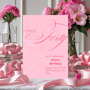 Chic Pink 40th Birthday Invitation for adult