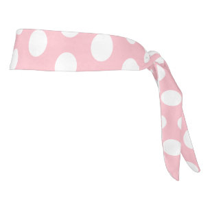 Chic Pink 42" Length Tie Headband with White Dot