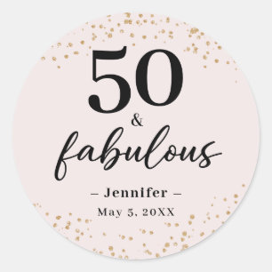 Chic Pink 50 and Fabulous Birthday Party Classic Round Sticker