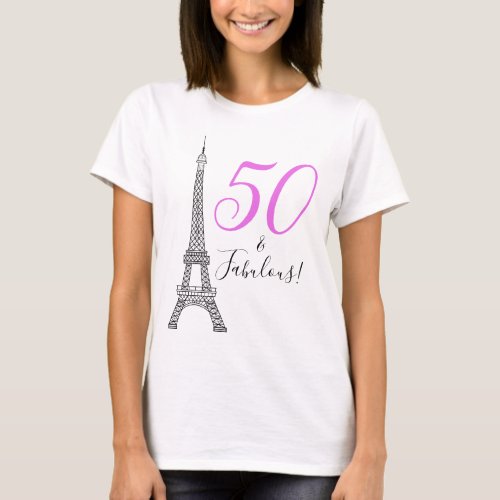 Chic Pink 50  Fabulous Paris Eiffel Tower T_Shirt