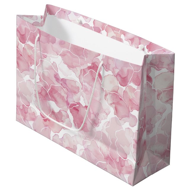Chic Pink Abstract Bridal Shower Large Gift Bag (Front Angled)