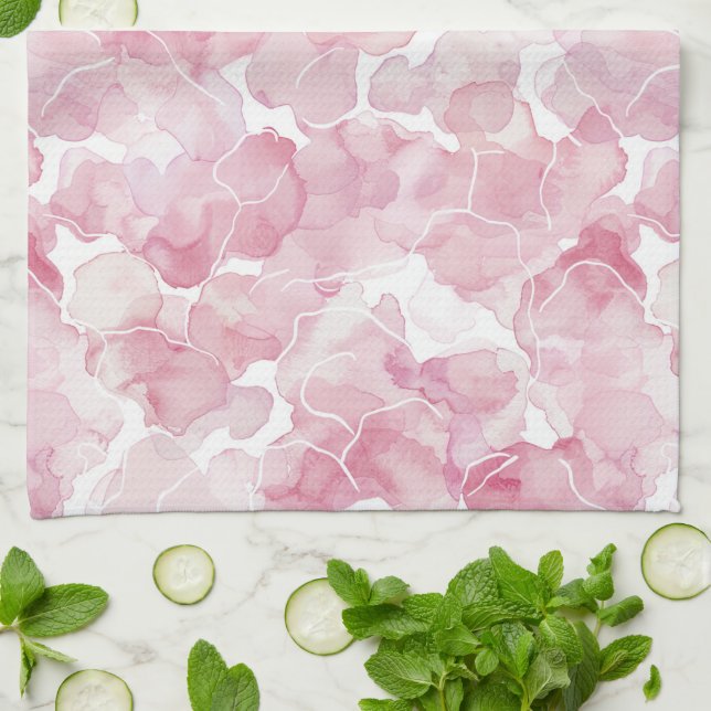 Chic Pink Abstract   Kitchen Towel (Folded)