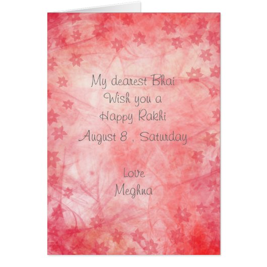 Chic Pink Abstract Lines | Flowers Rakhi Cards (Front)