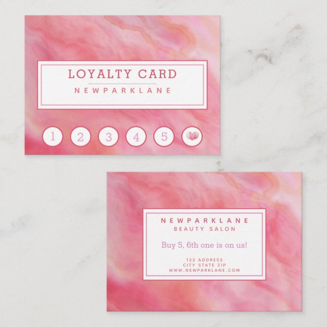 Chic Pink Agate Pattern Business Loyalty Card (Front/Back)