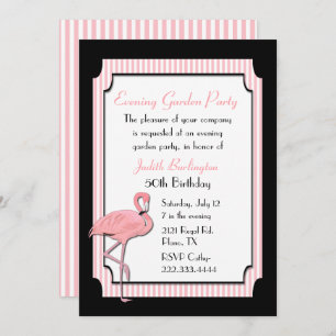 Chic Pink and Black Flamingo Party Invitation