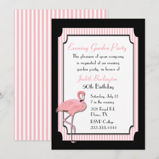 Chic Pink and Black Flamingo Party Invitation