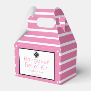 Chic Pink and Black Hangover Relief Kit Favor Boxes