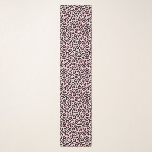 Chic Pink and Black Leopard Print Scarf
