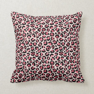 Chic pink and black leopard print throw pillow