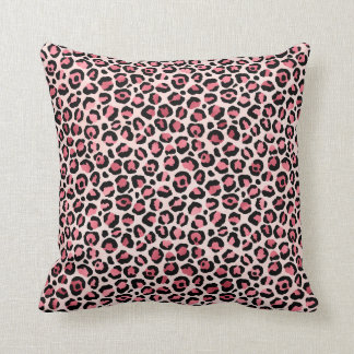 Chic pink and black leopard print throw pillow