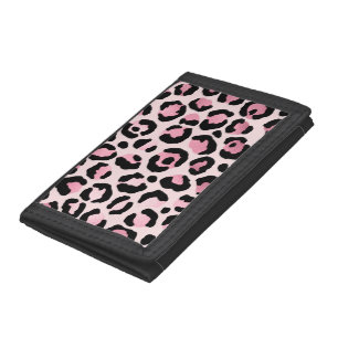 Chic Pink and Black Leopard Print Tri-fold Wallet