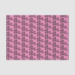 Chic Pink and Black Paris Typography Pattern Tissue Paper