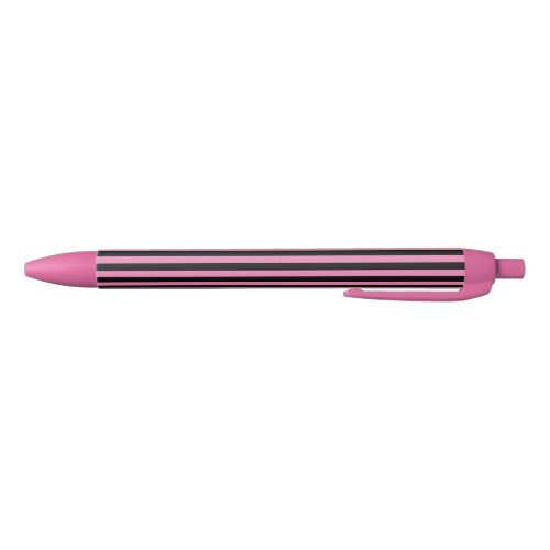 Chic Pink and Black Striped Black Ink Pen