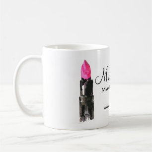 Chic pink and black watercolor lipstick Makeup Coffee Mug