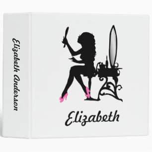 Chic Pink and Black Woman of Fashion Silhouette Binder
