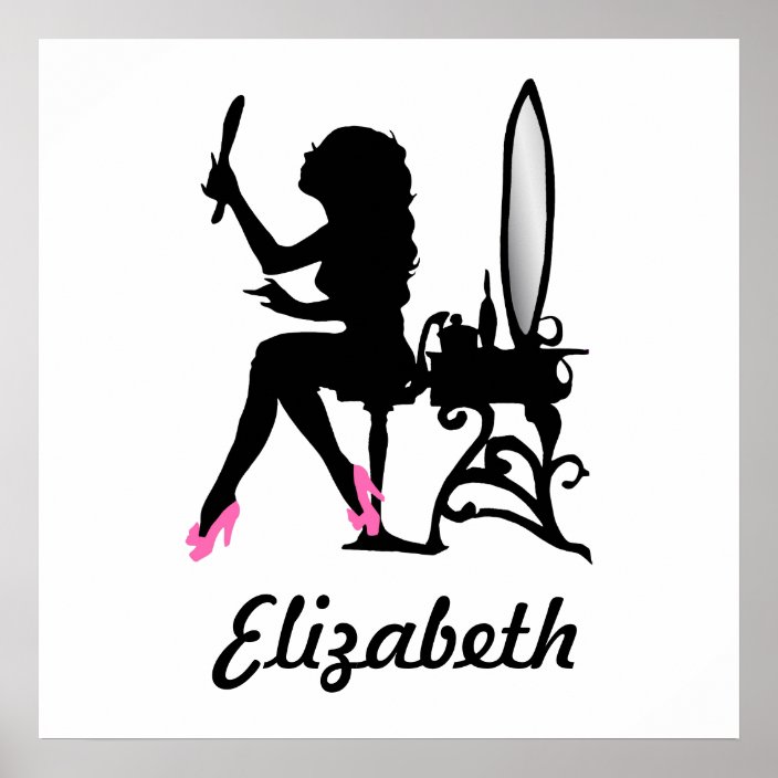 Chic Pink and Black Woman of Fashion Silhouette Poster | Zazzle.com