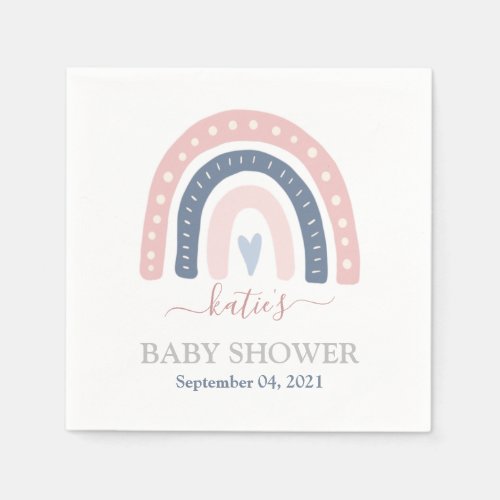 Chic Pink and Blue Rainbow Baby Shower Napkins