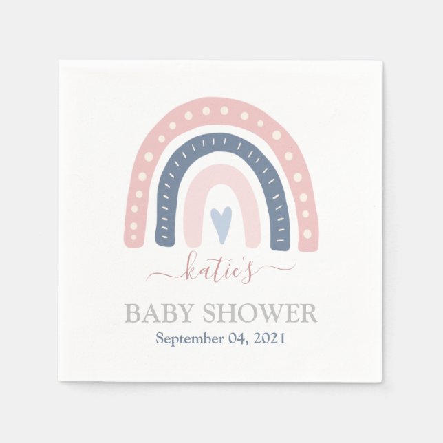 Chic Pink and Blue Rainbow Baby Shower Napkins (Front)
