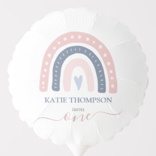 Chic Pink and Blue Rainbow Boho First Birthday Balloon