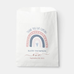 Chic Pink and Blue Rainbow Boho First Birthday Favor Bag