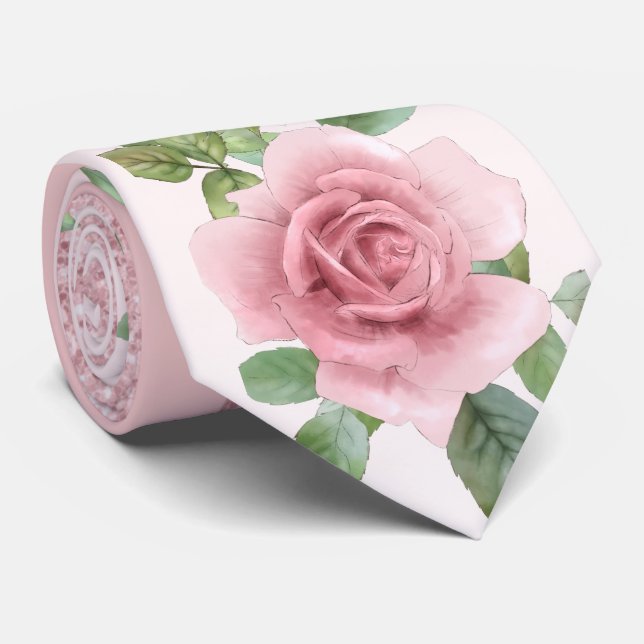 Chic Pink and Glitter w/ the Rose Flower Neck Tie (Rolled)