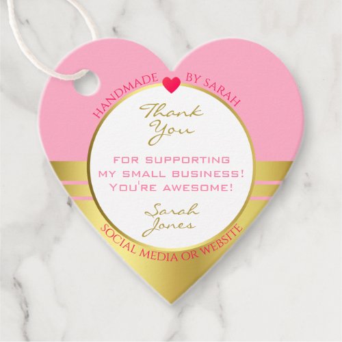 Chic Pink and Gold Frame Pretty Marketing Supplies Favor Tags
