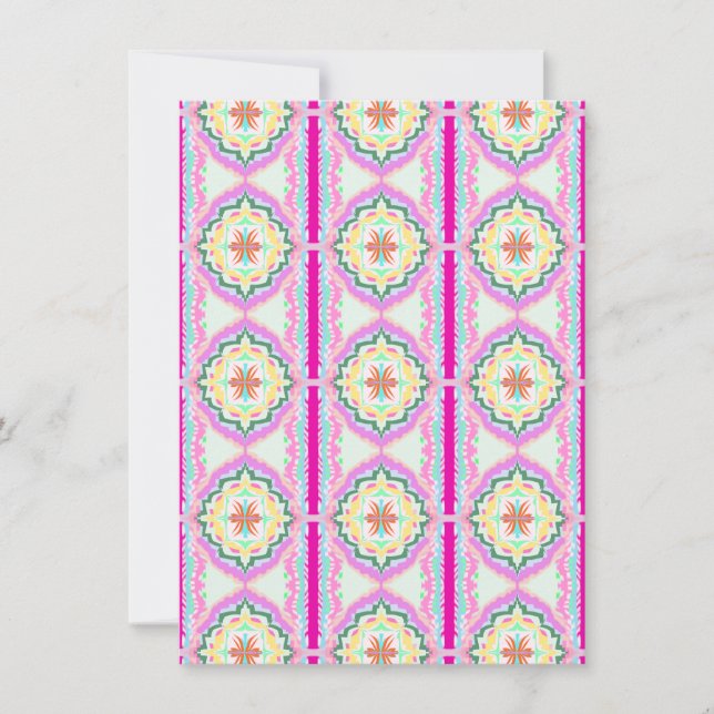 Chic Pink and Gold Geometric Floral Pattern Card (Front)