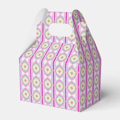 Chic Pink and Gold Geometric Floral Pattern Favor Boxes
