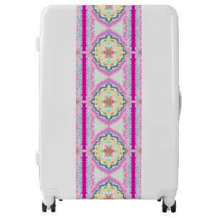Chic Pink and Gold Geometric Floral Pattern Luggage