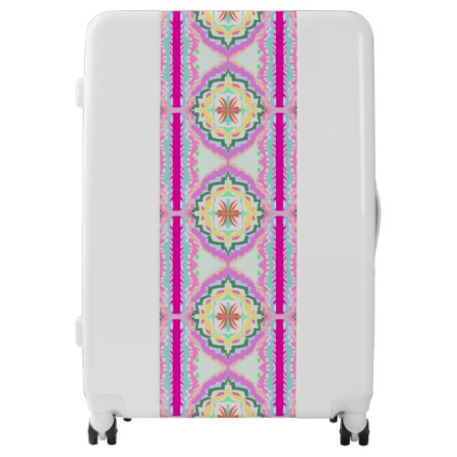 Chic Pink and Gold Geometric Floral Pattern Luggage