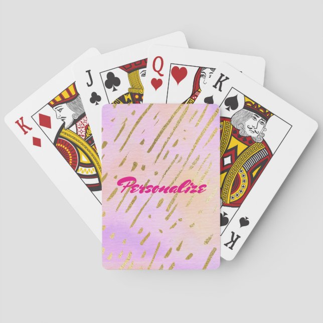 Chic Pink and Gold glam Poker Cards (Back)