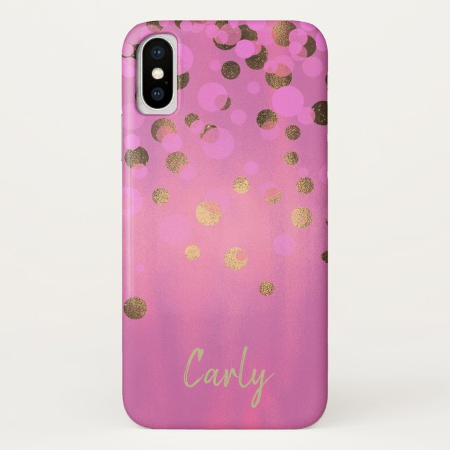 Chic Pink and Gold iPhone X Case (Back)