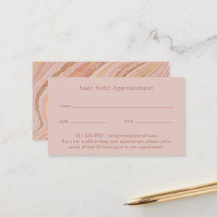 Chic Pink and Gold Marble Modern Appointment Card