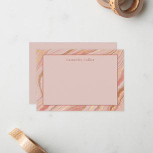 Chic Pink and Gold Marble Modern Note Card