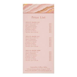 Chic Pink and Gold Marble Modern Rack Card