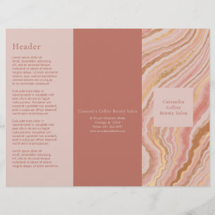 Chic Pink and Gold Marble Modern Trifold Brochure