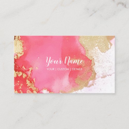 Chic Pink and Gold Watercolor Blot Business Card