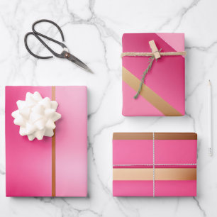 Chic Pink and Gold Wrapping Paper Sheets