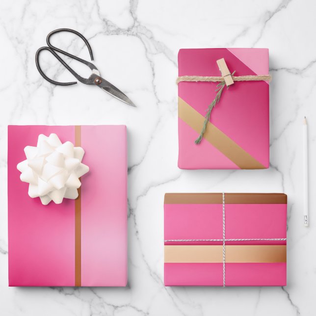 Chic Pink and Gold  Wrapping Paper Sheets (Front)