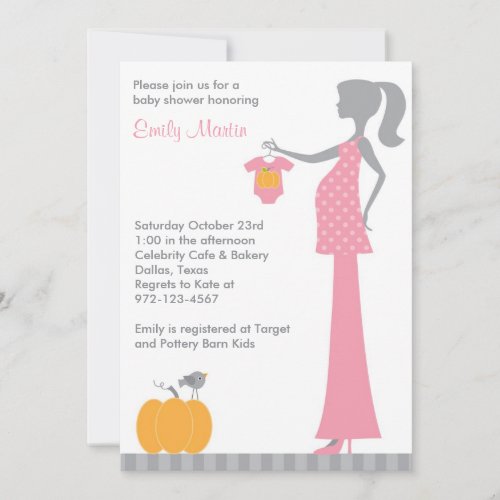Chic Pink and Gray Mom-to-Be Invitations