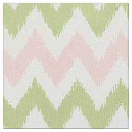 Chic pink and green geometric chevron pattern fabric