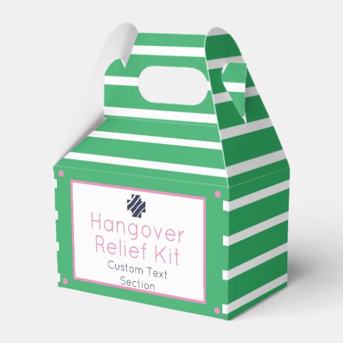 Chic Pink and Green Hangover Relief Kit Favor Box