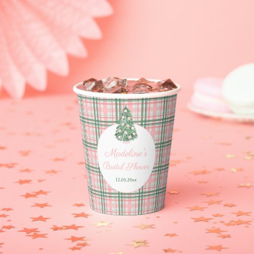 Chic Pink And Green Holiday Bridal Shower Party Paper Cups