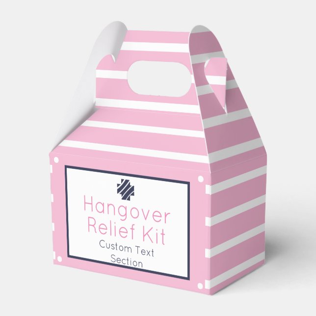 Chic Pink and Navy Hangover Relief Kit Favor Box (Front Side)