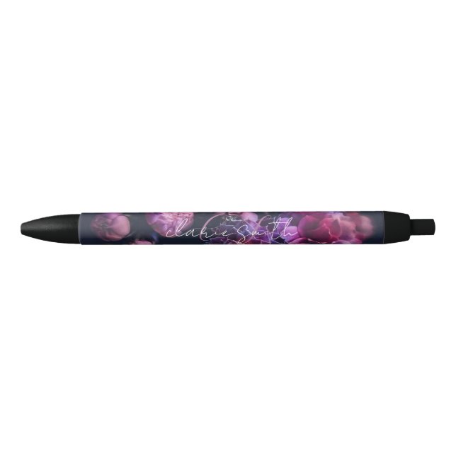 chic pink and purple flower with script monogram pen (Front)
