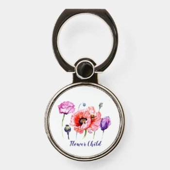 Chic Pink And Purple Watercolor Floral  Phone Ring Stand by TheSillyHippy at Zazzle