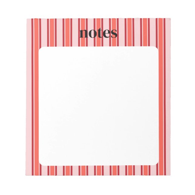 Chic Pink and Red Customizable Stationery Notepad (Front)